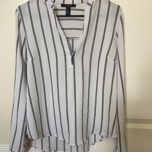 Forever 21 Tops - Striped long sleeve crepe blouse